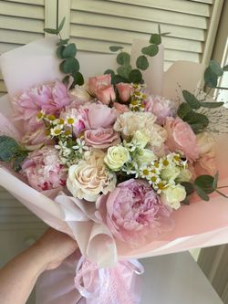 Birthday, Graduation Fresh Flower Bouquet with Peony