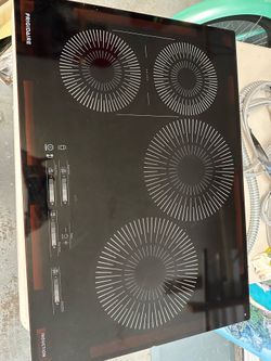 Several Items for sale: Samsung Microwave, Frigidaire Induction Stove, RH 3 in brass pulls, Zephyr Hood Fan