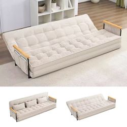 Modern 3 Seater Floor Sofa Bed, Lazy Futon Sofa with 6 Position Adjustable Backrest,Multiple Colors