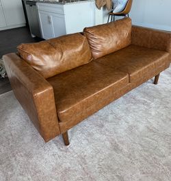 Brown leather couch