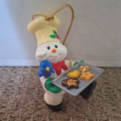 Vintage 1997 Mistletoe Magic Collection Baking Snowman Ornament #(contact info removed)