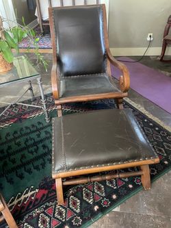 Pair Leather Upholsted Chairs