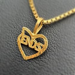 14k solid yellow gold Heart Ends Pendant charm