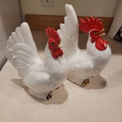 Vintage Pair of Rooster & Hen