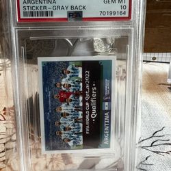 2022 FIFA W/C QATAR ARGENTINA PSA 10  STICKER-GRAY BLACK # ARG 1 