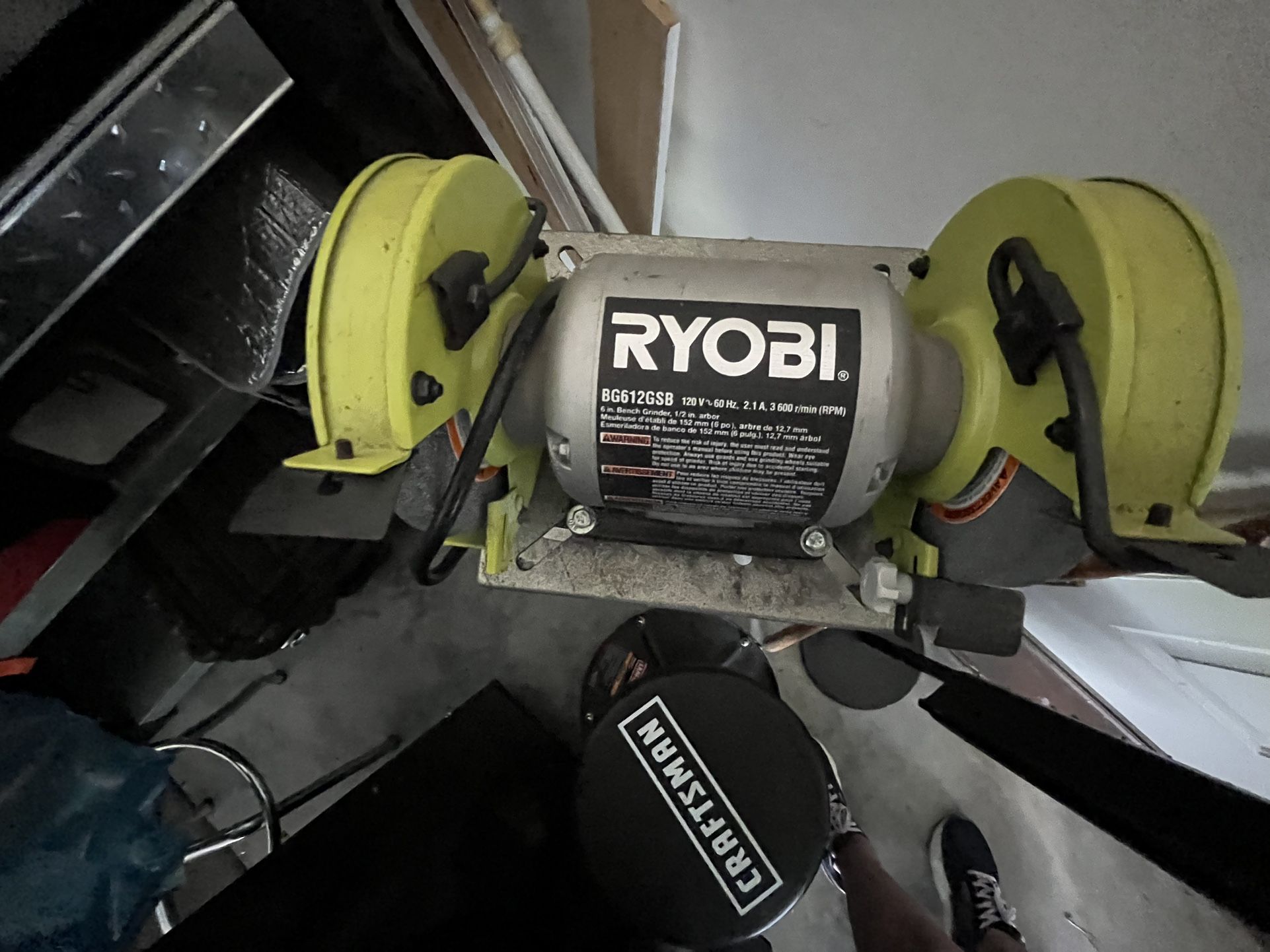 Ryobi 6” Bench Grinder With Heavy Duty Stand