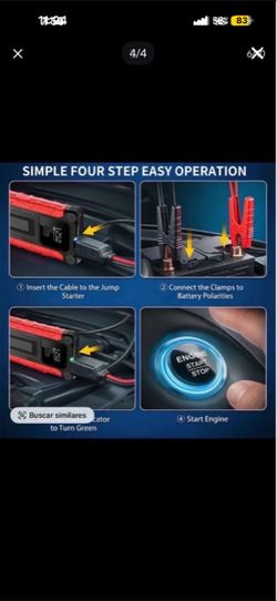 Portable Car Jump Starter with Cables