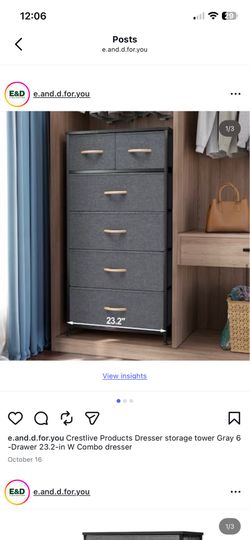 Crestlive Products Dresser storage tower Gray 6 -Drawer 23.2-in W Combo dresser