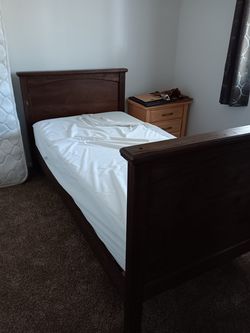 Faux wood twin bed frame
