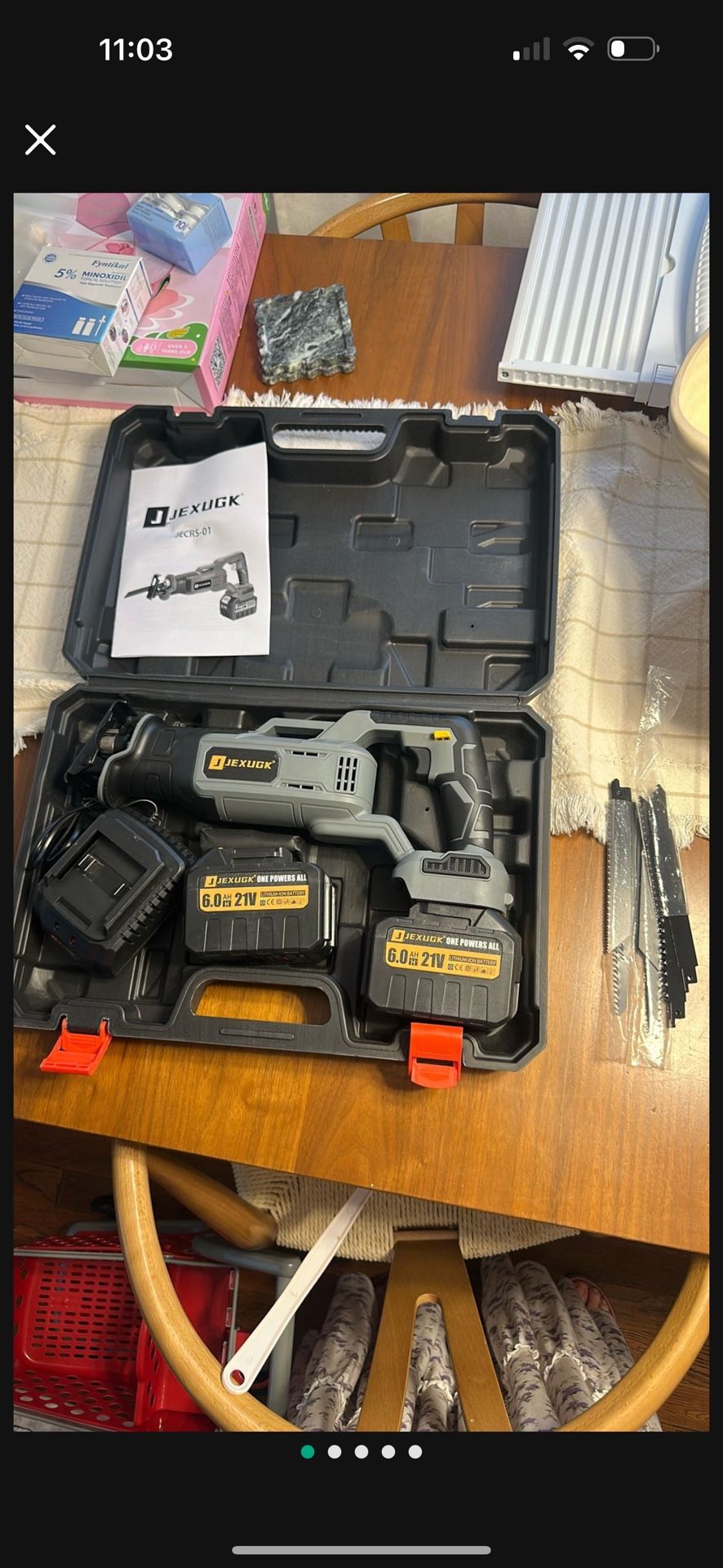 Brushless Reciprocating Saw, 21V Cordless saw saw with 2 x 6.0Ah battery, Electric Portable Sierra Recíproca with 12 Blades & LED Light, 0-3500 SPM Pr