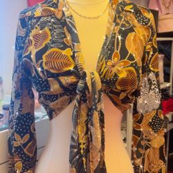 Earthy Boho Tie-Front Shirt