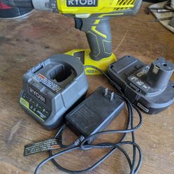 RYOBI 18V CORDLESS DRILL WITH BATTERY AND CHARGER