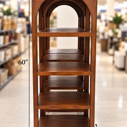 Real Rubber Wood 4 Tier Shelf Bookcase 20x13x60” Made in Vietnam, NEW: 1 or 2 Available