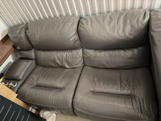 Gray Leather Reclining Sectional