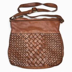 Marta Ponti Women's Brown Woven Leather Shoulder Bag