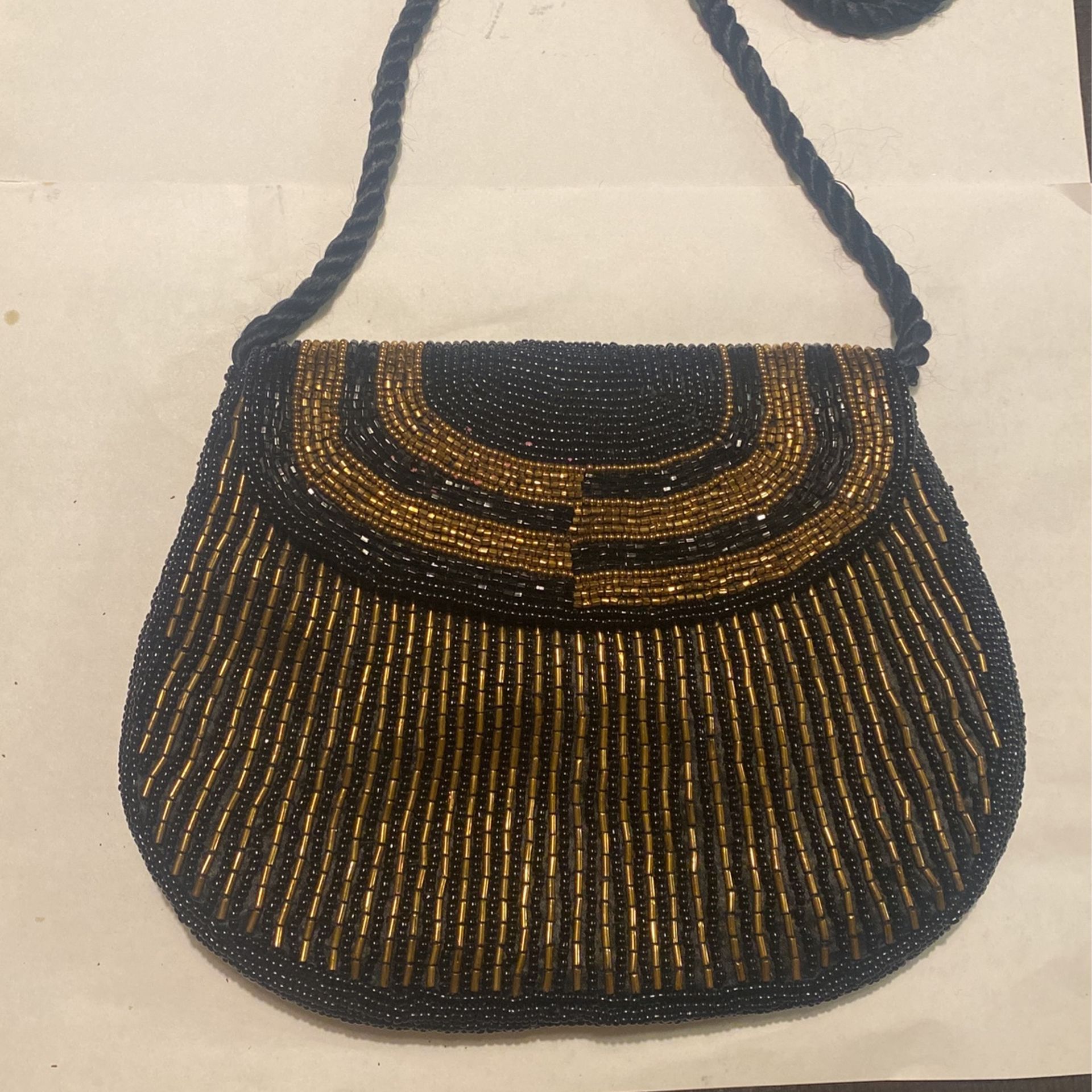 Japanese vintage beaded bag Black beaded bag, vintage