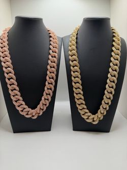 22mm Miami Cuban Link Mosiac Diamond Chain | Rose , Gold