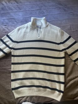 Zara Quarter-Zip Striped Sweater -xl