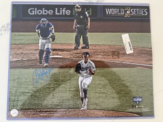 16x20 2020 World Series Last Out Photo Signed By Austin Barnes