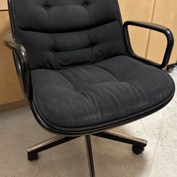 Charles Knoll Executive Upolstered Rolling Armchair - Dark Gray 1989