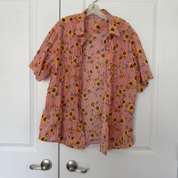 Men’s Vatpave Floral Striped Casual Button Down Shirt size xl