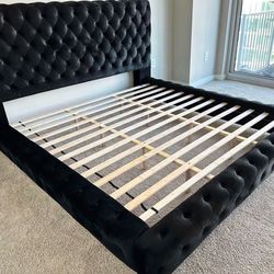 New King Size Black Platform Bed Frame 
