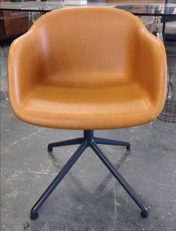 MUUTO The Fiber Genuine Leather Armchair with Swivel Base (ONLY ONE CHAIR)