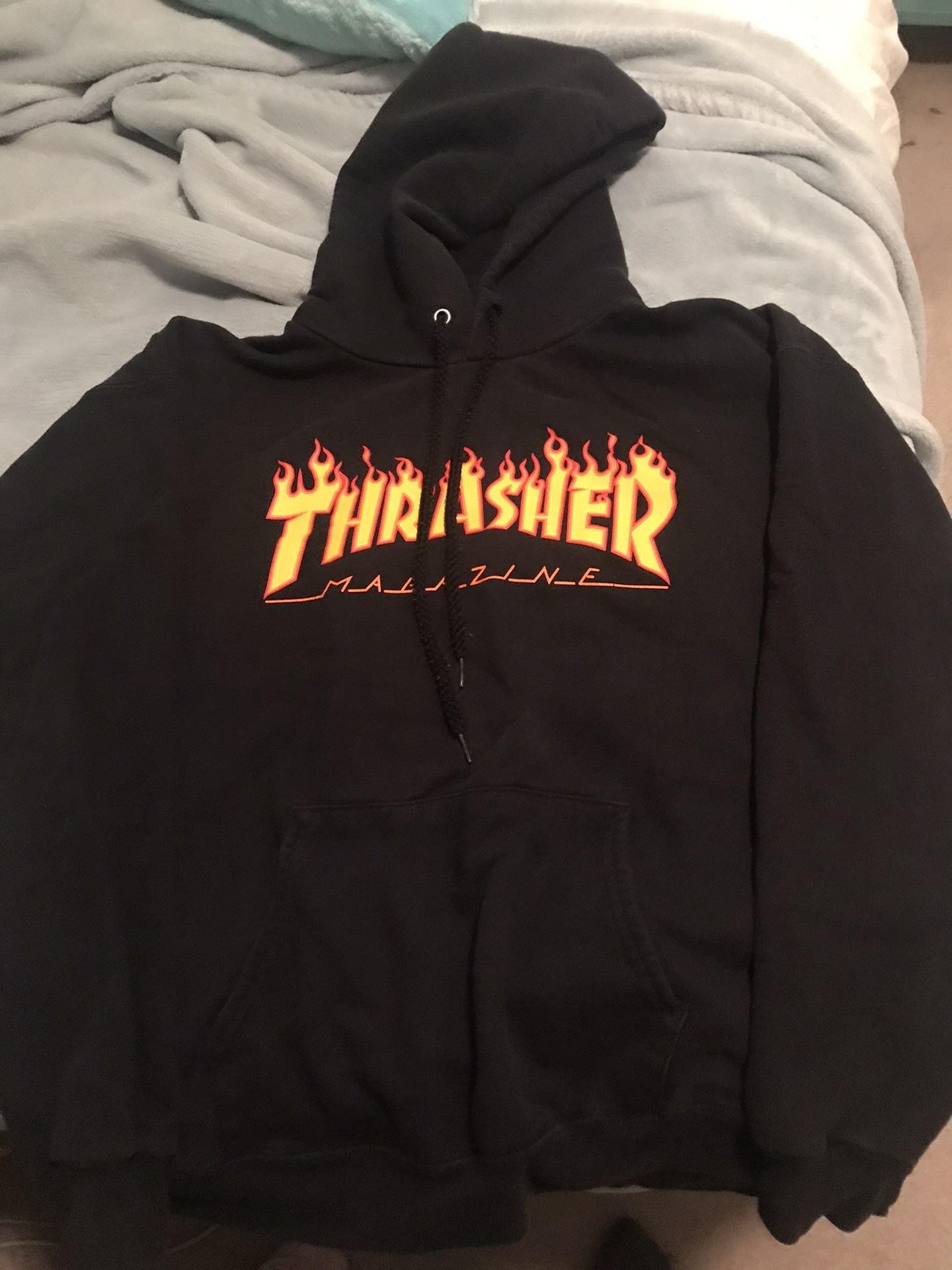 Black thrasher hoodie trendy clothing
