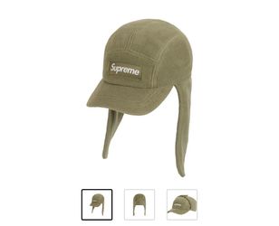 Supreme Polartec Earflap Camp Cap Light Olive Box Logo BRAND NEW