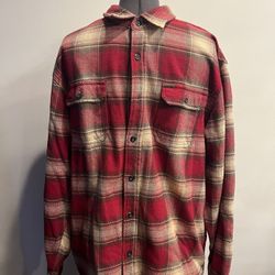 ORVIS Heavyweight Double  Brushed Flannel Shirt /Jacket Mens Sz 2x Red Plaid 
