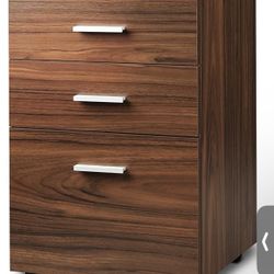 DEVAISE 3 Drawer Wood Mobile File Cabinet, Rolling Filing Cabinet for Letter/A4 Size, Walnut