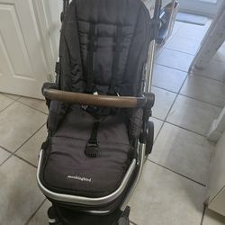 Mockingbird Stroller with Bassinet Black & Light Blue