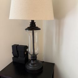 2 clear and black lamps