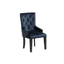 Dark Navy Velvet Fabric Dining Chair