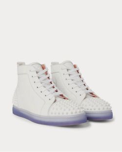 Christian Louboutin - Lou Spikes 2 Embossed Leather High-Top White high top sneakers