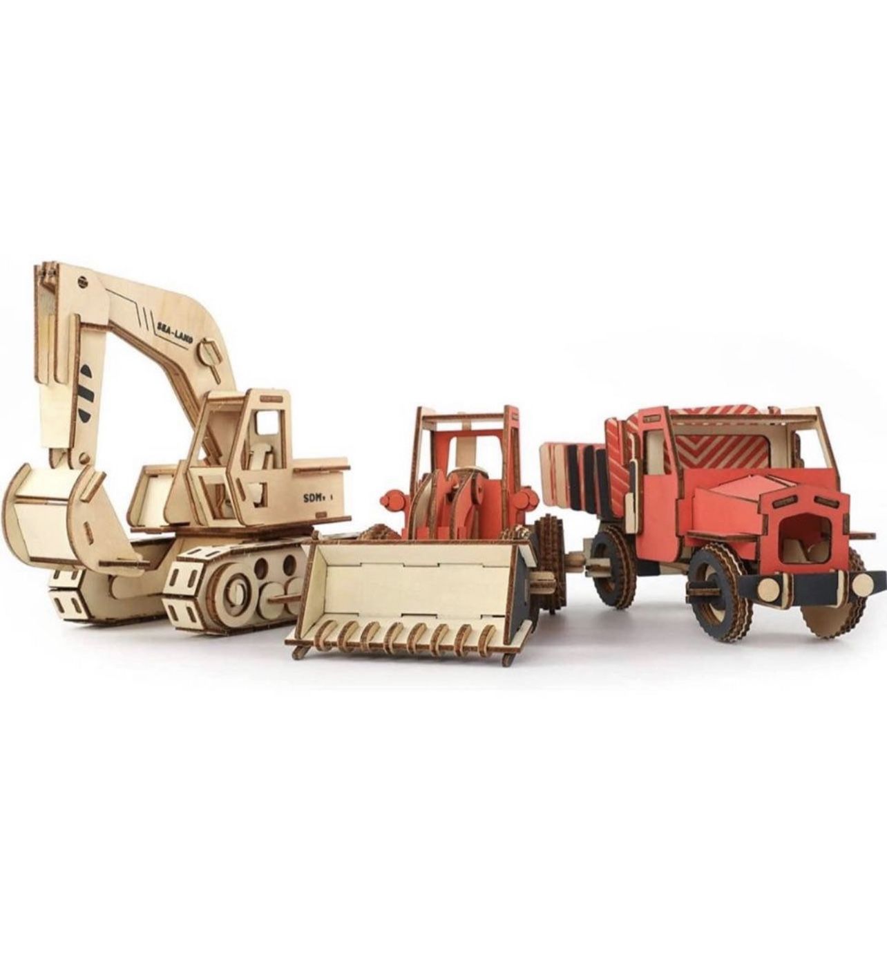 Brandnew  3 Construction Vehicle 3D Wooden Puzzles - Excavator Dump Truck Wheel Loader, Mechanical Building Models, Craft Kits for Adults Men Teens
