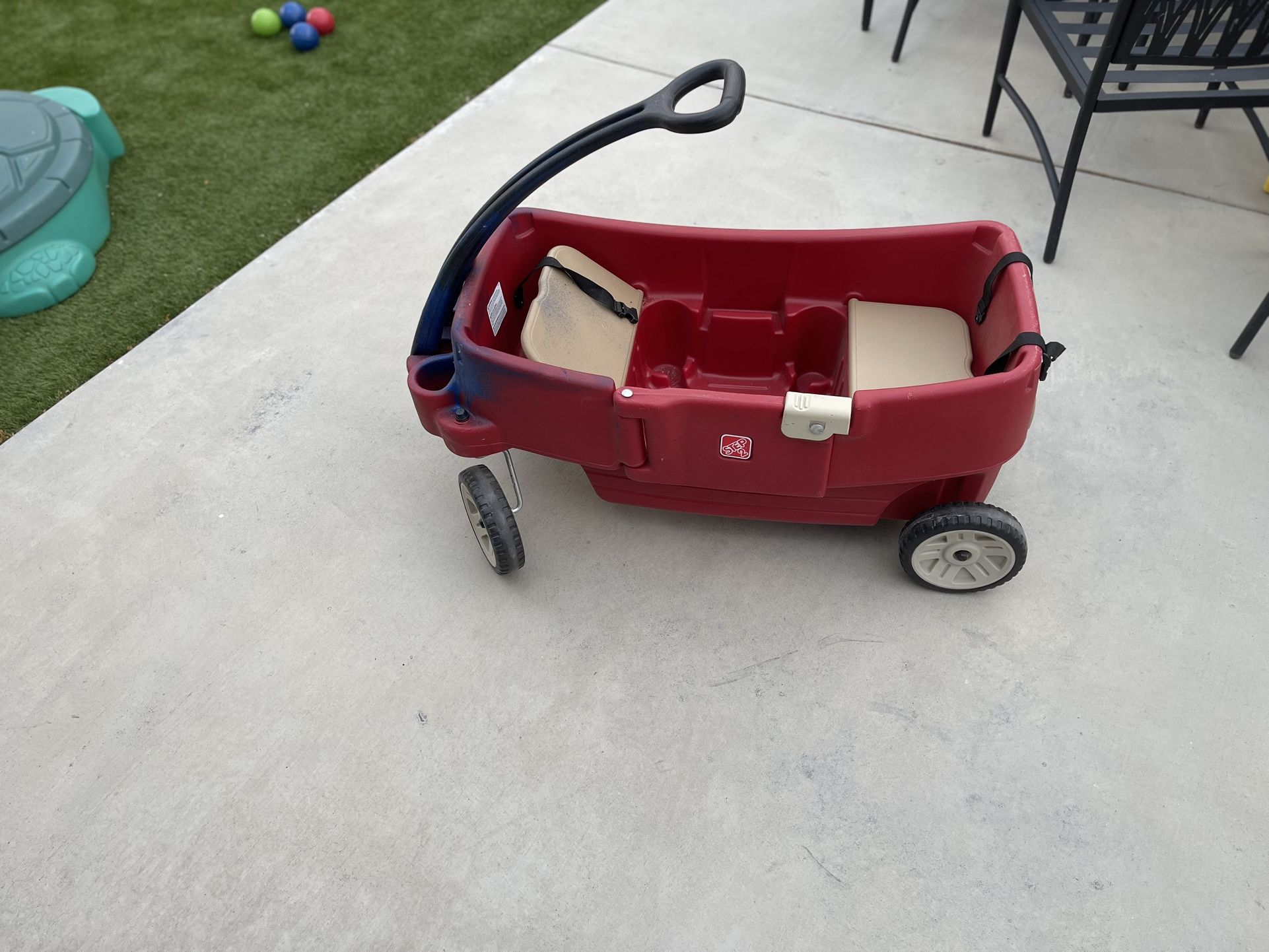 Red Step2 Wagon (w/Blue Spray Paint)