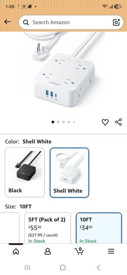 Power Strip with USB Ports – White