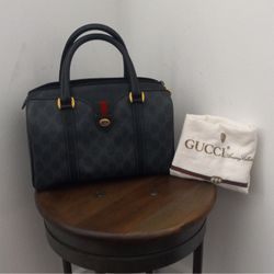 Authentic Vintage Gucci GG Monogram Supreme Sherry Web Ophidia Boston Doctor Satchel Bag
