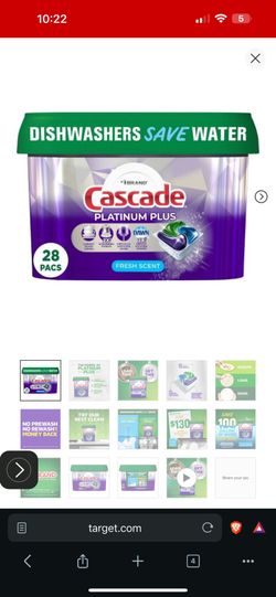 New Cascade Fresh Platinum Plus Action Pacs Dishwasher Detergents