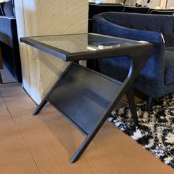 MC Style Black And Glass Side Table