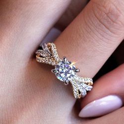 "Fashion Cross Four Lines Crossing Round Zircon Rings for Women, VP1571
