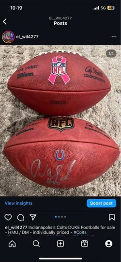 Indianapolis COLTS Special Edition Pink Ribbon ball & Autographed ball