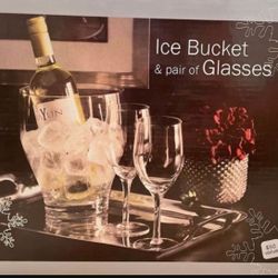 Ice Bucket & Glasses New 
