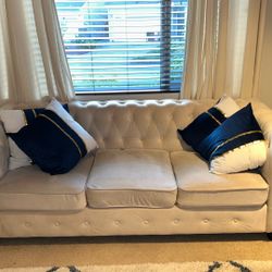 Morden Fort Classic Chesterfield Sofa Set 82'', Tufted Sofa Couch Set with Solid Wood Legs Thick Cushion, Pet-Friendly 3-Seater Sofas Couches 