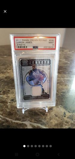 2017 Panini Crown Royale Lebron James Jersey Card 216/249 PSA Graded Mint 9