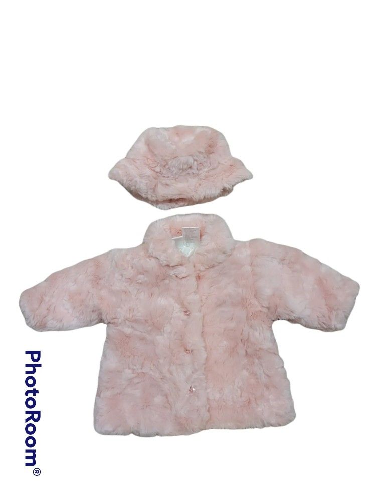 Fur Pink Jacket And Hat Girl Toddler!! Cute!