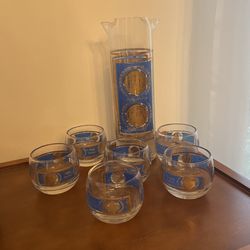 Culver MCM Cocktail Double Spout Gold Coin Pitcher