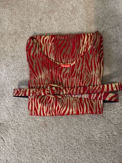 Amanda Red and Gold Zebra Print Dress with Belt