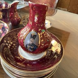 Rare 20pc Vintage Persian Tea Set - Naser al-Din Shah - Jingdezhen Porcelain